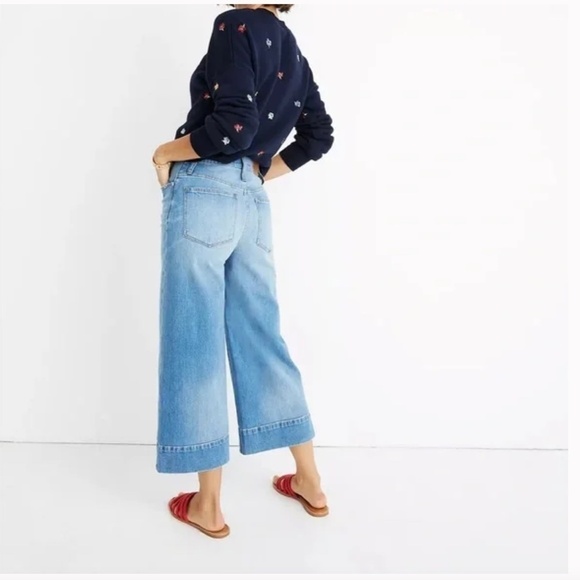 Madewell Petite Wide-Leg Crop Jeans in Delancey Wash size 37P NWT - Picture 3 of 9